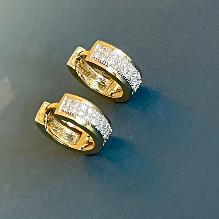 Golden Hoop Earrings with Diamond Lantern Pendant