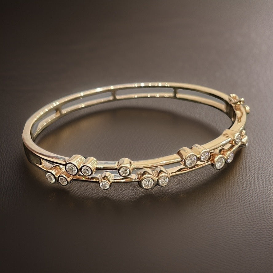 Single stone 2025 diamond bangles