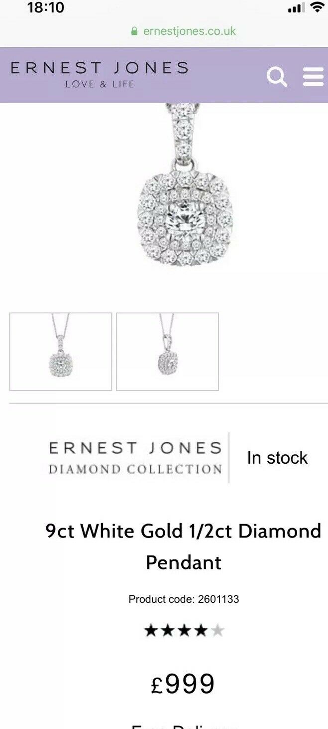 Ernest Jones 9ct White Gold Diamond Necklace 0.30ct Daisy Cluster Chain 18”  on eBid United States | 220506131